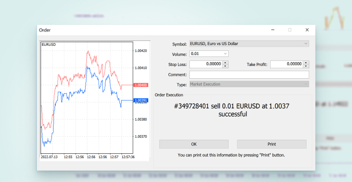 Opening order in MetaTrader